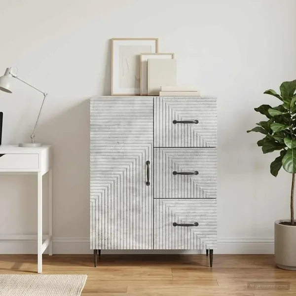 Buffet Gris béton 66 x 34,5 x 89,5 cm Bois d'ingénierie