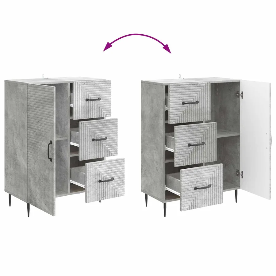 Buffet Gris béton 66 x 34,5 x 89,5 cm Bois d'ingénierie - 8