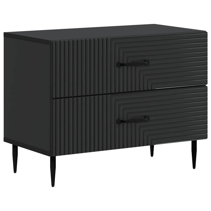 Cabinet de chevet Noir 62 x 34,5 x 47,5 cm Bois d'ingénierie - 2
