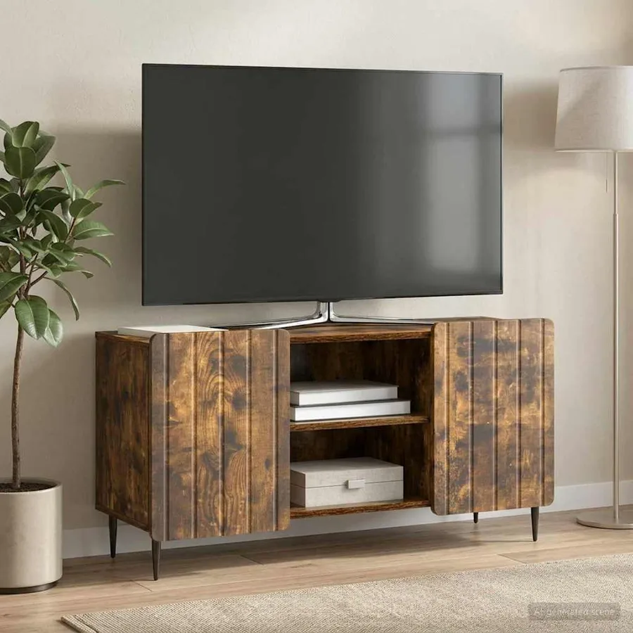 Meuble TV Chêne fumé 102 x 34,5 x 52 cm Bois d'ingénierie - 4