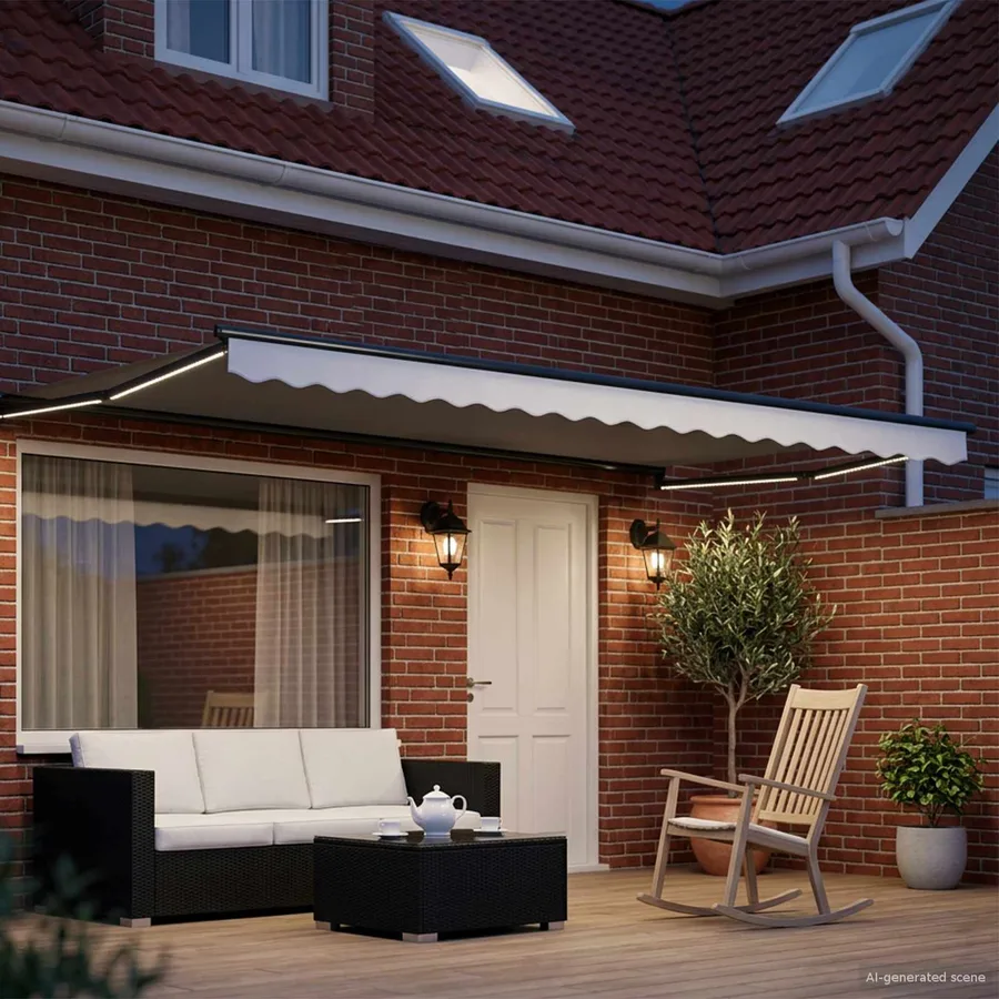 Store rétractable manuel avec LEDs Blanc et anthracite 4 × 3 m - 3