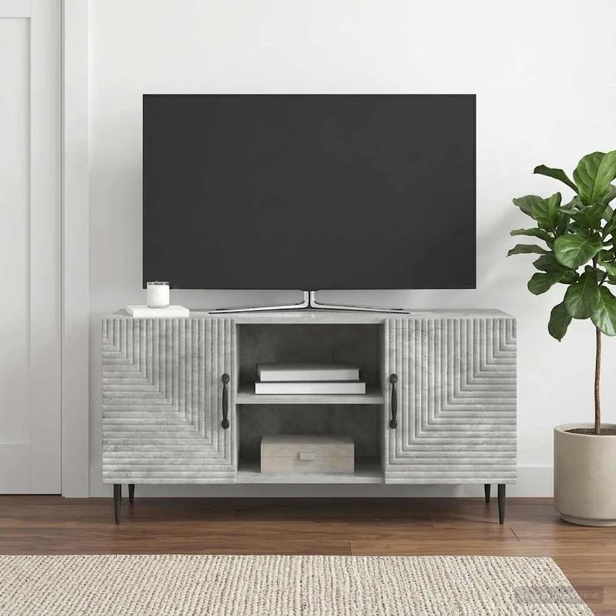 Meuble TV Gris béton 102 x 34,5 x 50 cm Bois d'ingénierie