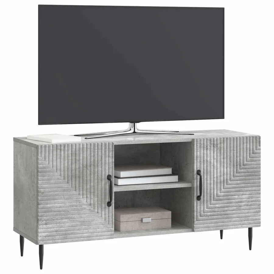 Meuble TV Gris béton 102 x 34,5 x 50 cm Bois d'ingénierie - 3