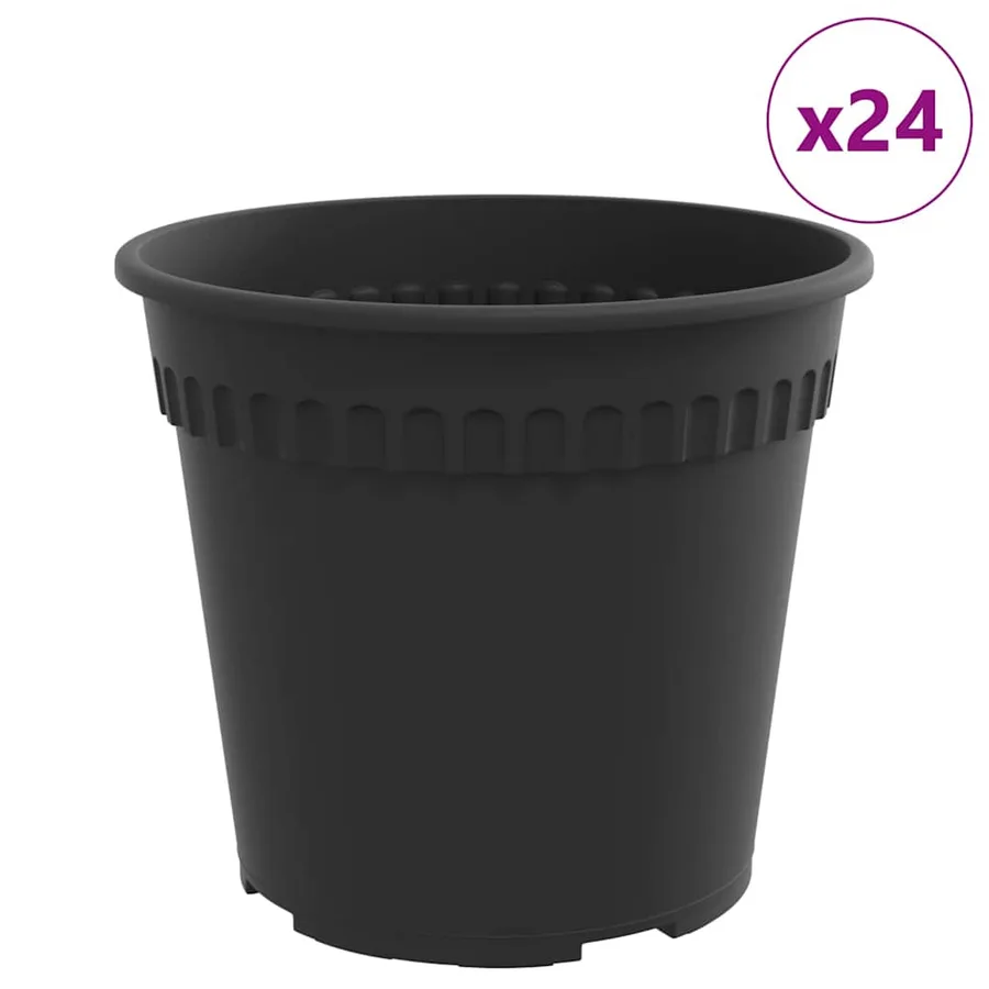 Pot à fleurs rond 24 pcs Noir Ø 17 x 14 cm Plastique - 2