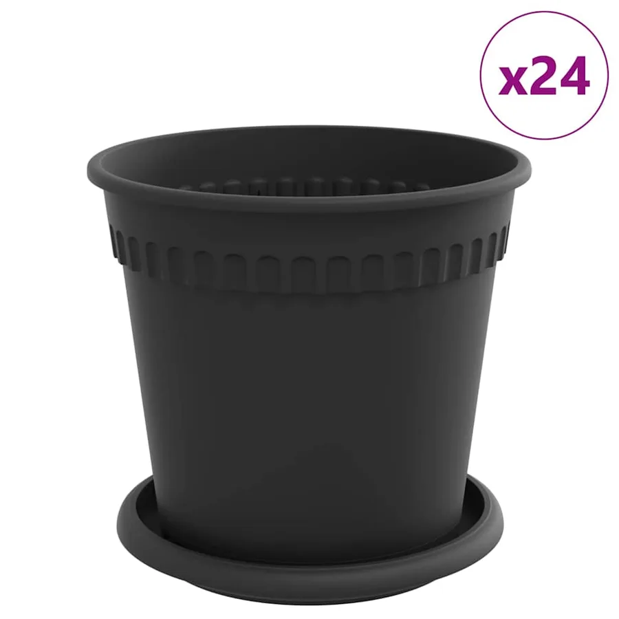 Pots de plantes 24 pcs Noir Ø 17 x 14 cm Plastique - 2