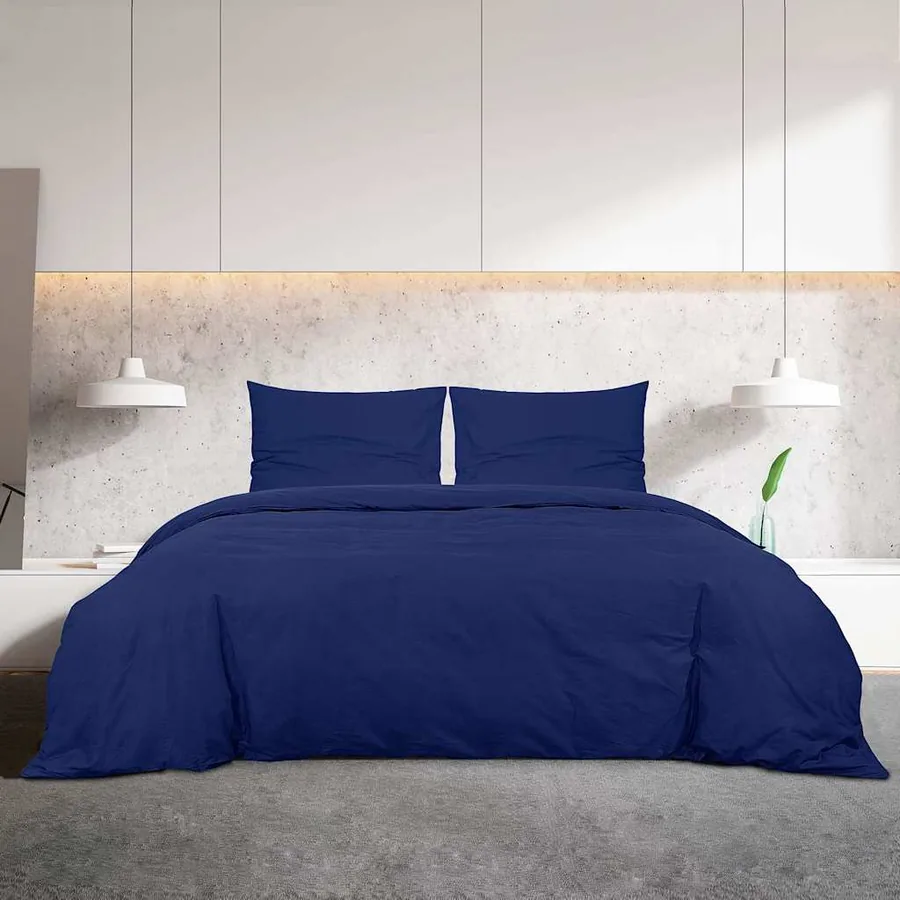 Ensemble de housse de couette Bleu marine 200x200 cm Coton - 3