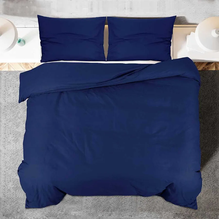 Ensemble de housse de couette Bleu marine 200x200 cm Coton - 5