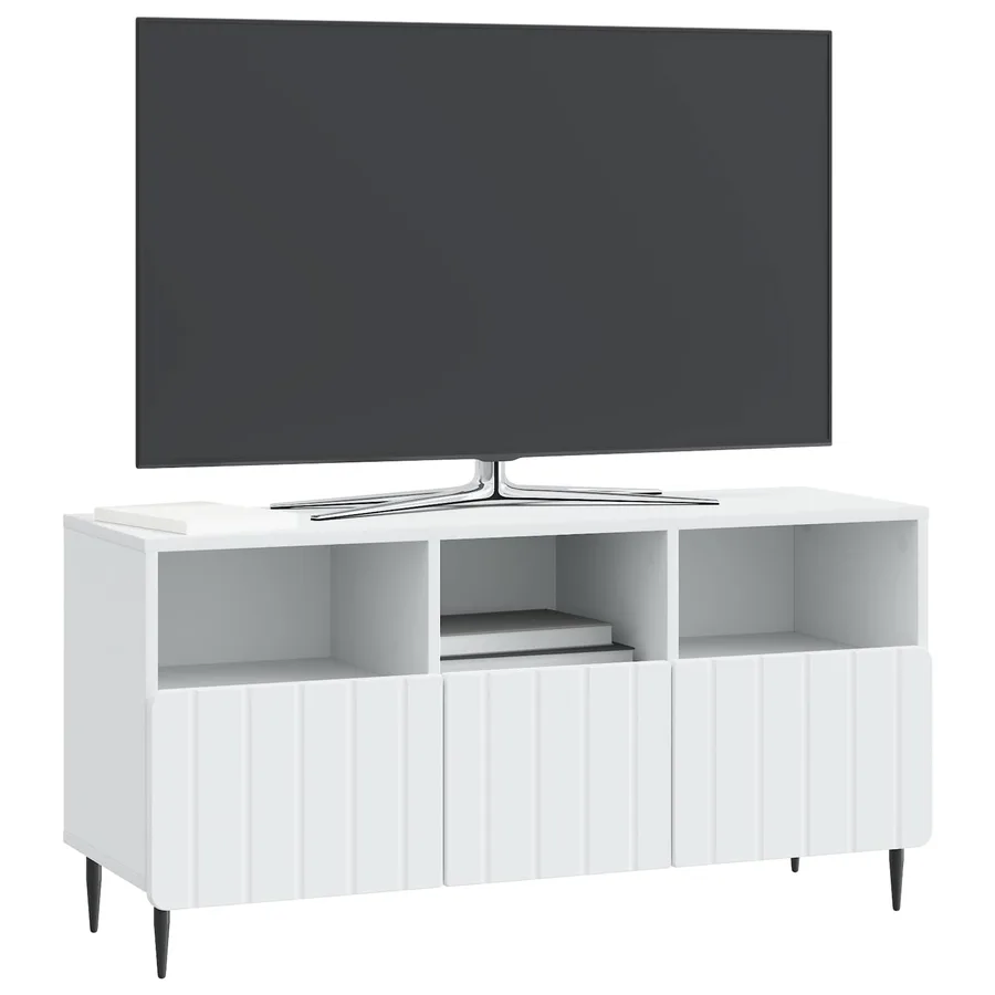 Meuble TV Blanc 102 x 34,5 x 50 cm Bois d'ingénierie - 3