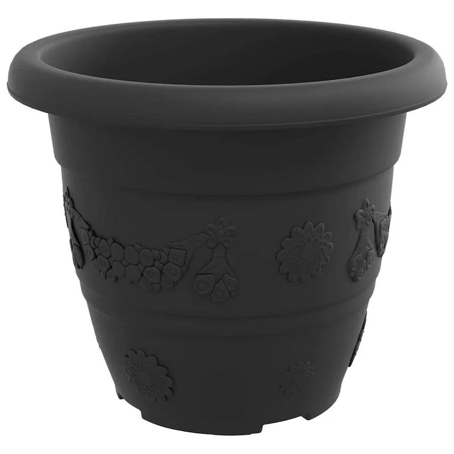 Pot à fleurs rond 24 pcs Noir Ø 22 x 18 cm Plastique - 5