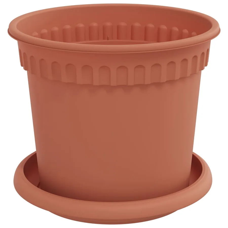 Pots de plantes 24 pcs Rouge brique Ø 15 x 12 cm Plastique - 5
