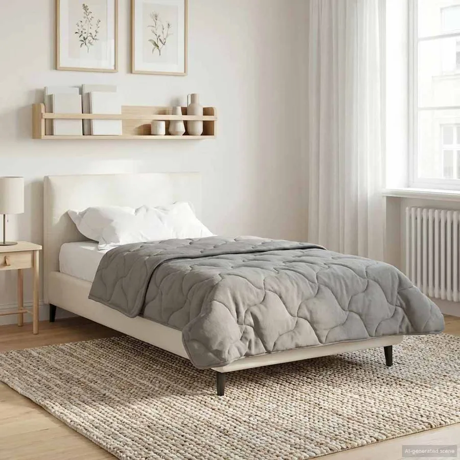 Duvet d'été simple Matelassé Gris clair 155 x 200 cm - 4