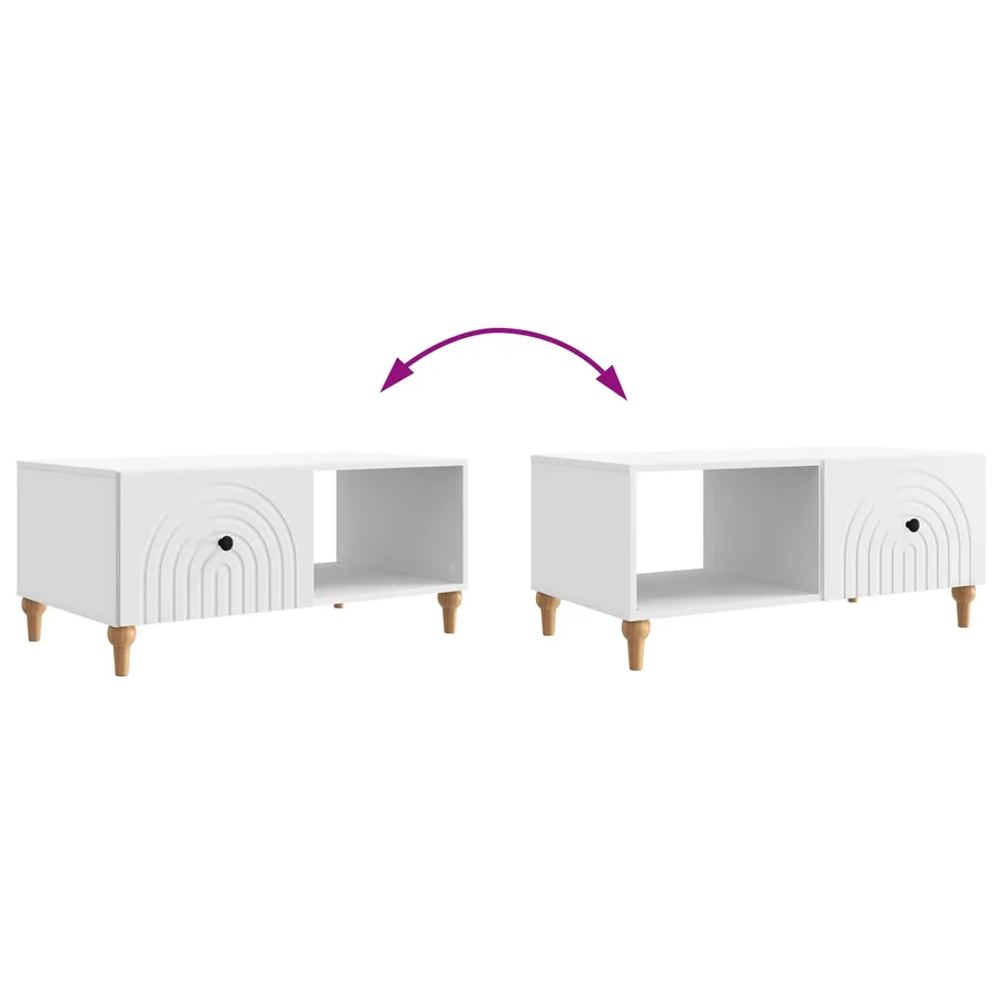 Table basse Blanc 90 x 50 x 40 cm Bois d'ingénierie - 10