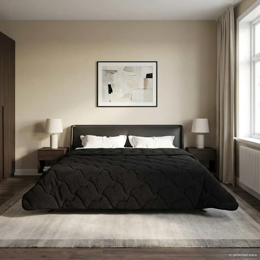 Duvet complet toute l'année Matelassé Noir 220 x 260 cm - 4