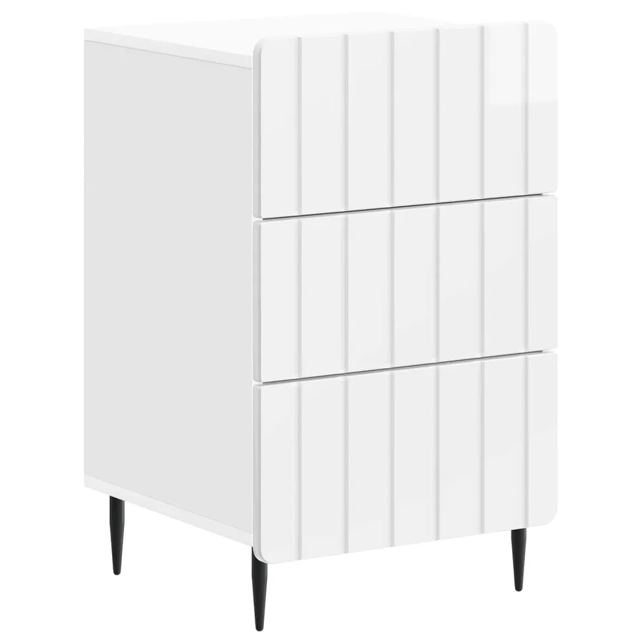 Cabinet de chevet avec tiroir Blanc brillant 43 x 41 x 68 cm - 2