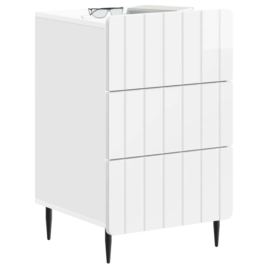 Cabinet de chevet avec tiroir Blanc brillant 43 x 41 x 68 cm - 3