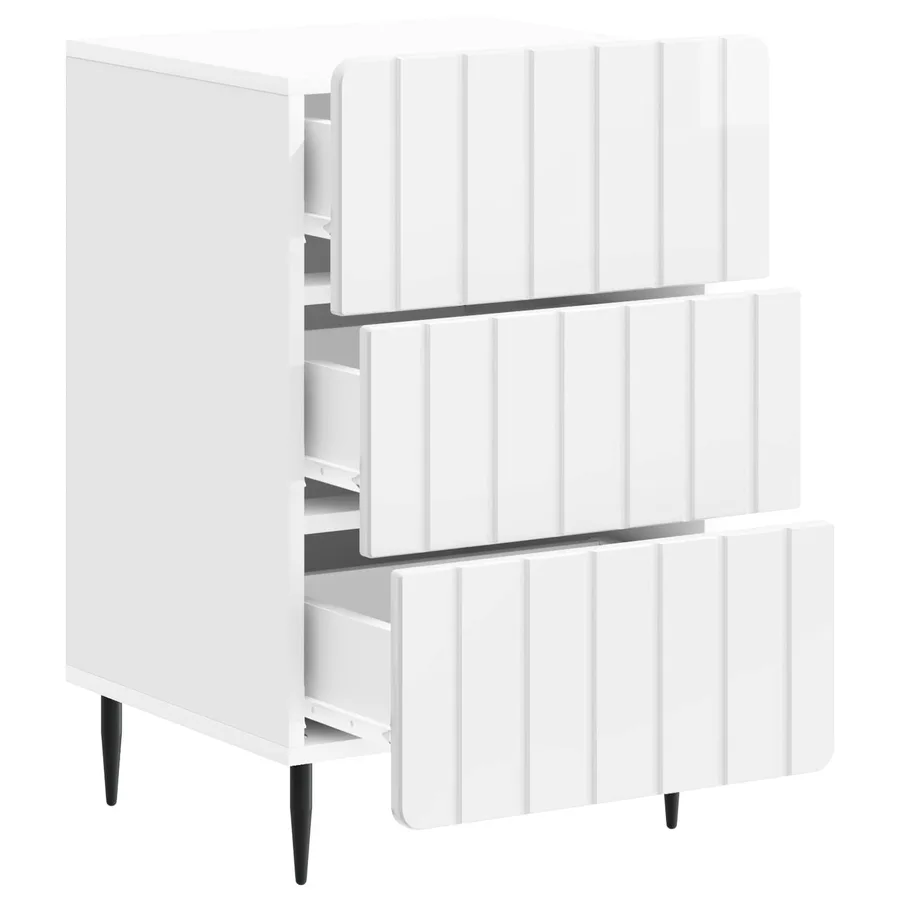 Cabinet de chevet avec tiroir Blanc brillant 43 x 41 x 68 cm - 4
