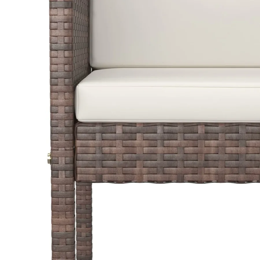 Ensemble bar de jardin 5 pcs et coussins Résine tressée Marron - 5