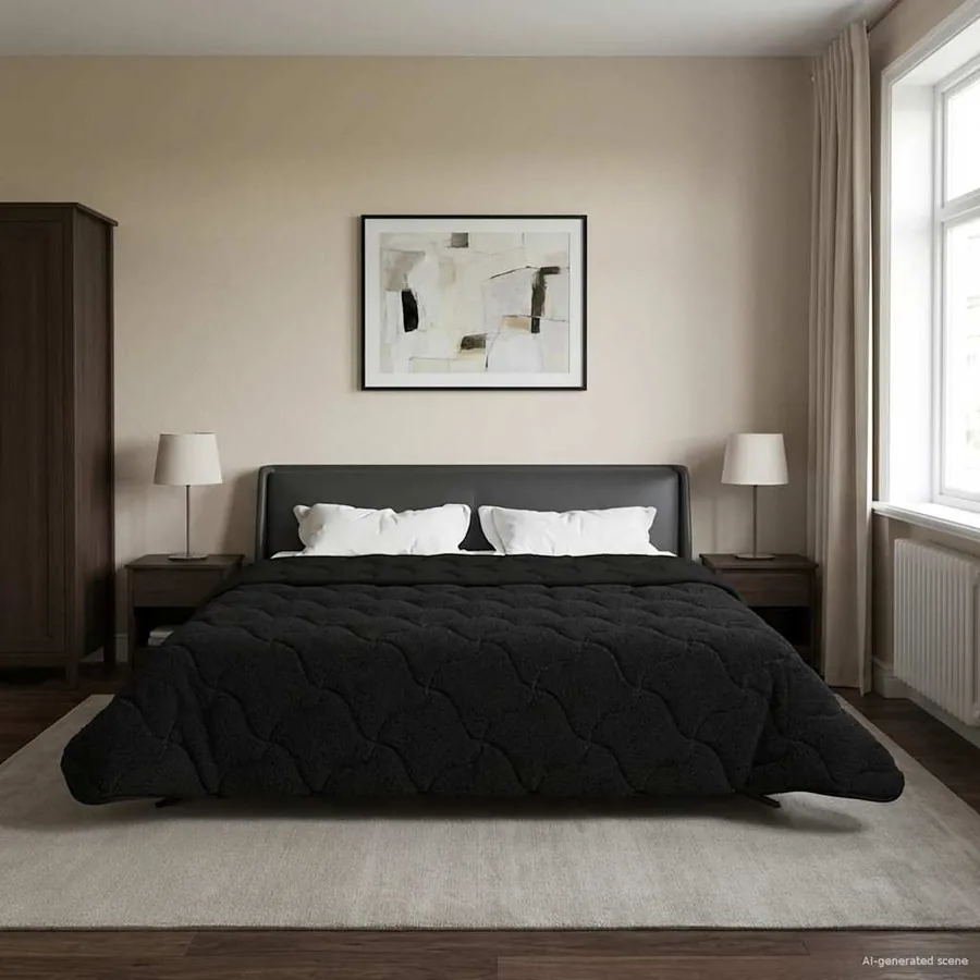 Duvet complet toute l'année Matelassé Noir 200 x 200 cm