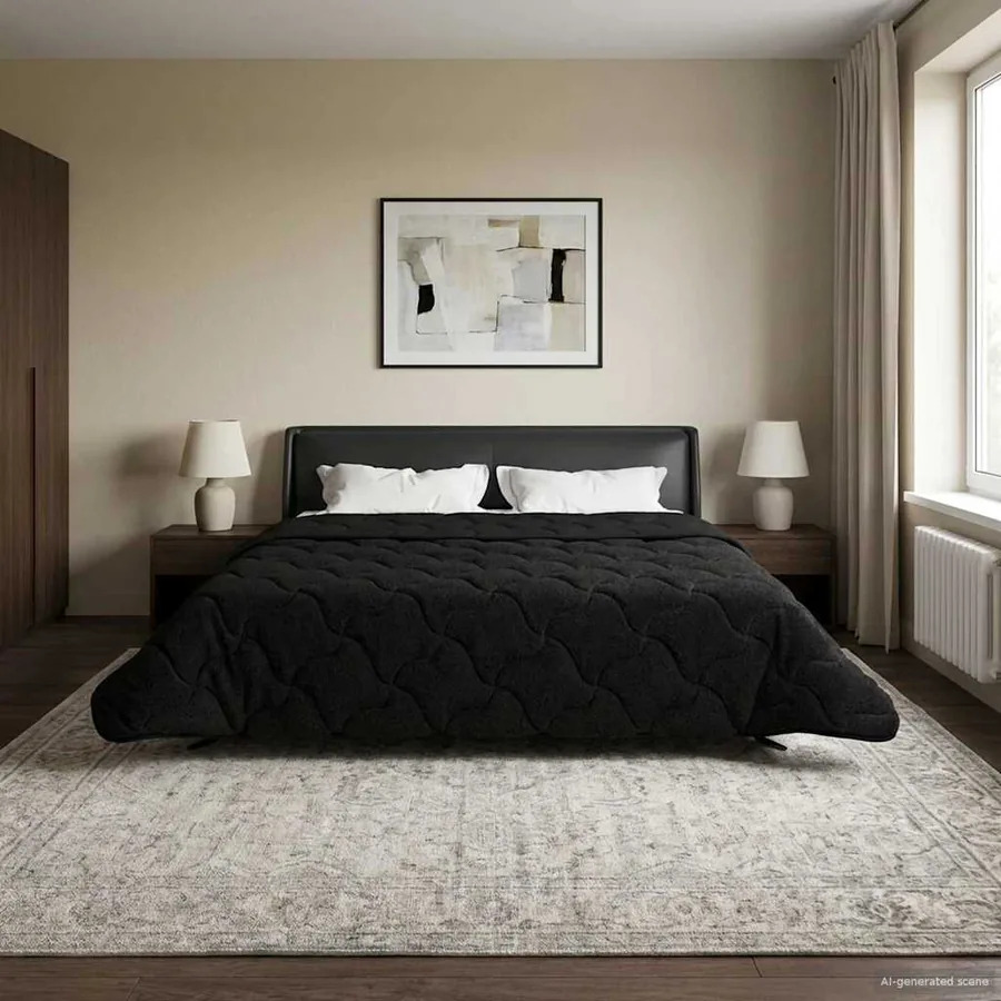 Duvet d'été simple Matelassé Noir 200 x 200 cm