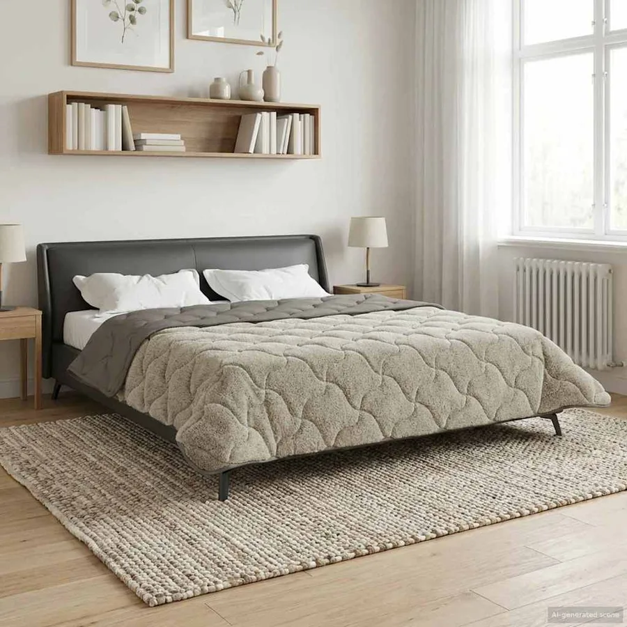 Duvet d'été simple Matelassé Gris clair 200 x 240 cm - 4