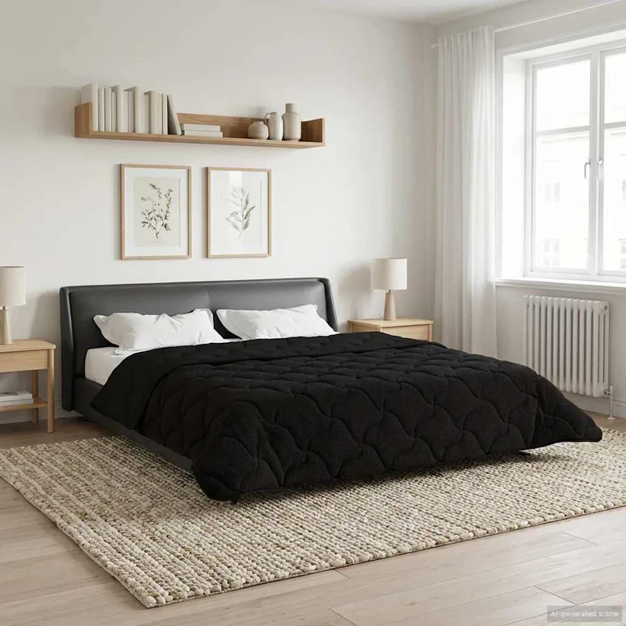 Duvet d'été simple Matelassé Noir 220 x 240 cm - 4