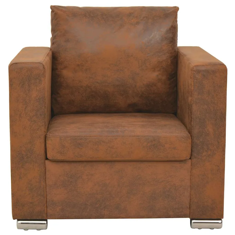 Fauteuil marron 82 x 73 x 82 cm en similicuir suédé - 2