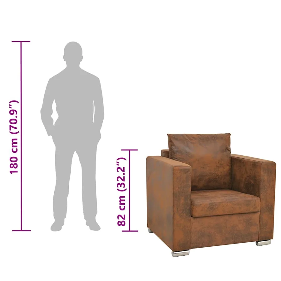 Fauteuil marron 82 x 73 x 82 cm en similicuir suédé - 6