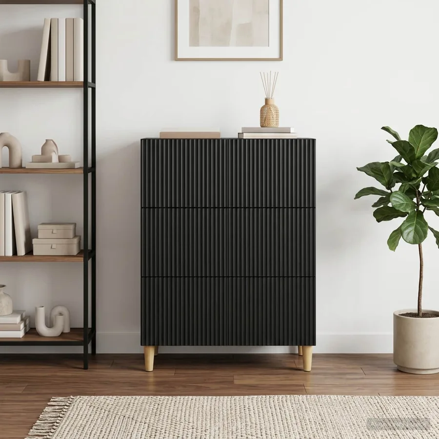 Armoire à tiroirs Noir 66 x 34,5 x 90 cm Bois d'ingénierie