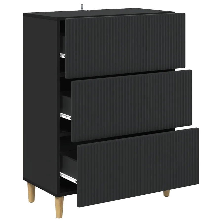 Armoire à tiroirs Noir 66 x 34,5 x 90 cm Bois d'ingénierie - 5