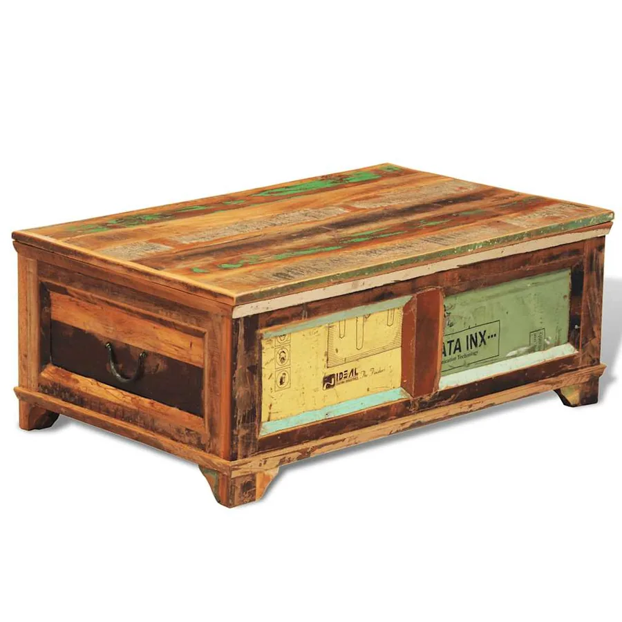 Table basse avec espace de rangement vintage Bois recyclé - 2