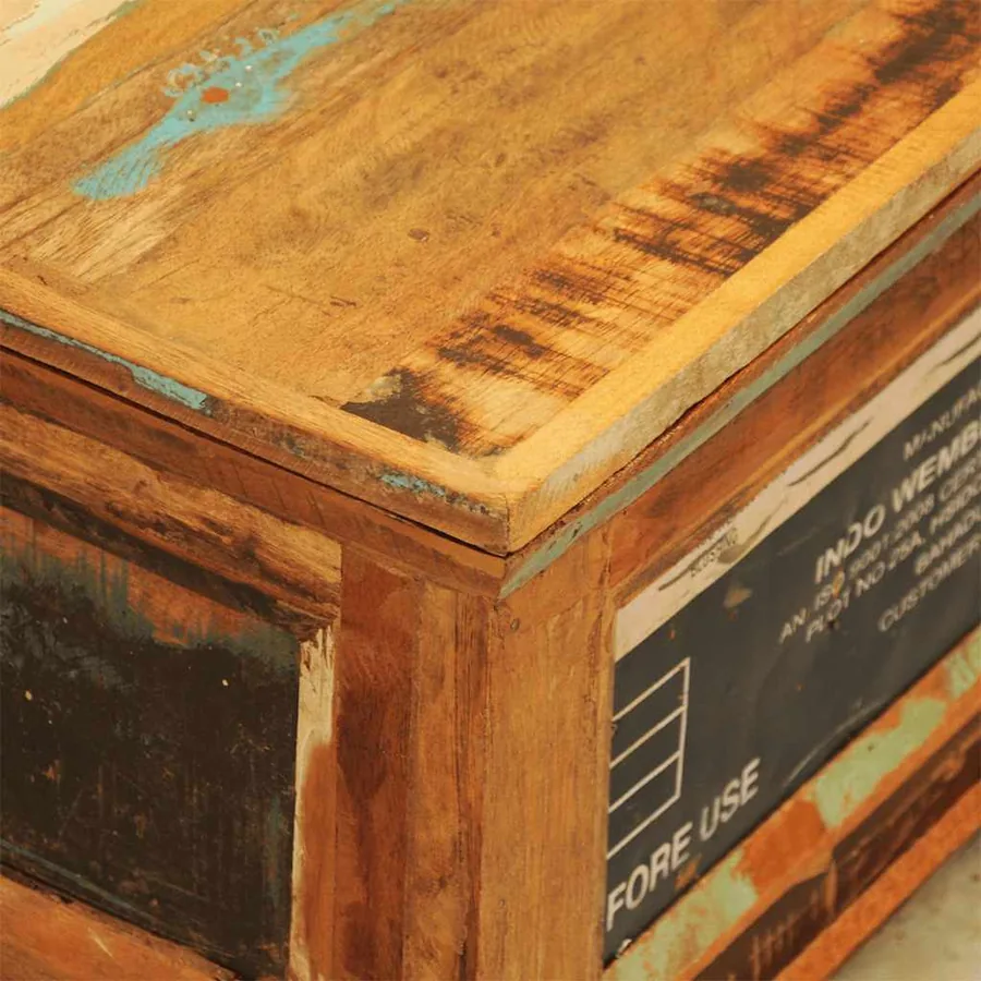 Table basse avec espace de rangement vintage Bois recyclé - 6