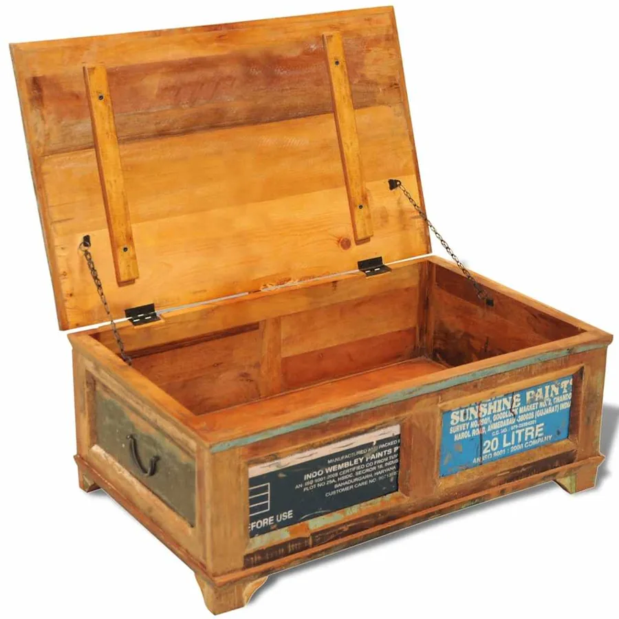 Table basse avec espace de rangement vintage Bois recyclé - 9