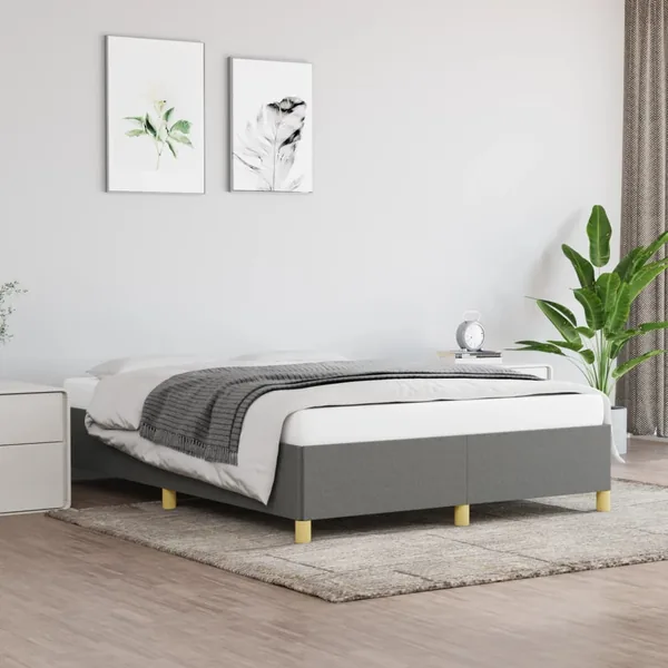 Cadre de lit sans matelas gris foncé 140x190 cm tissu