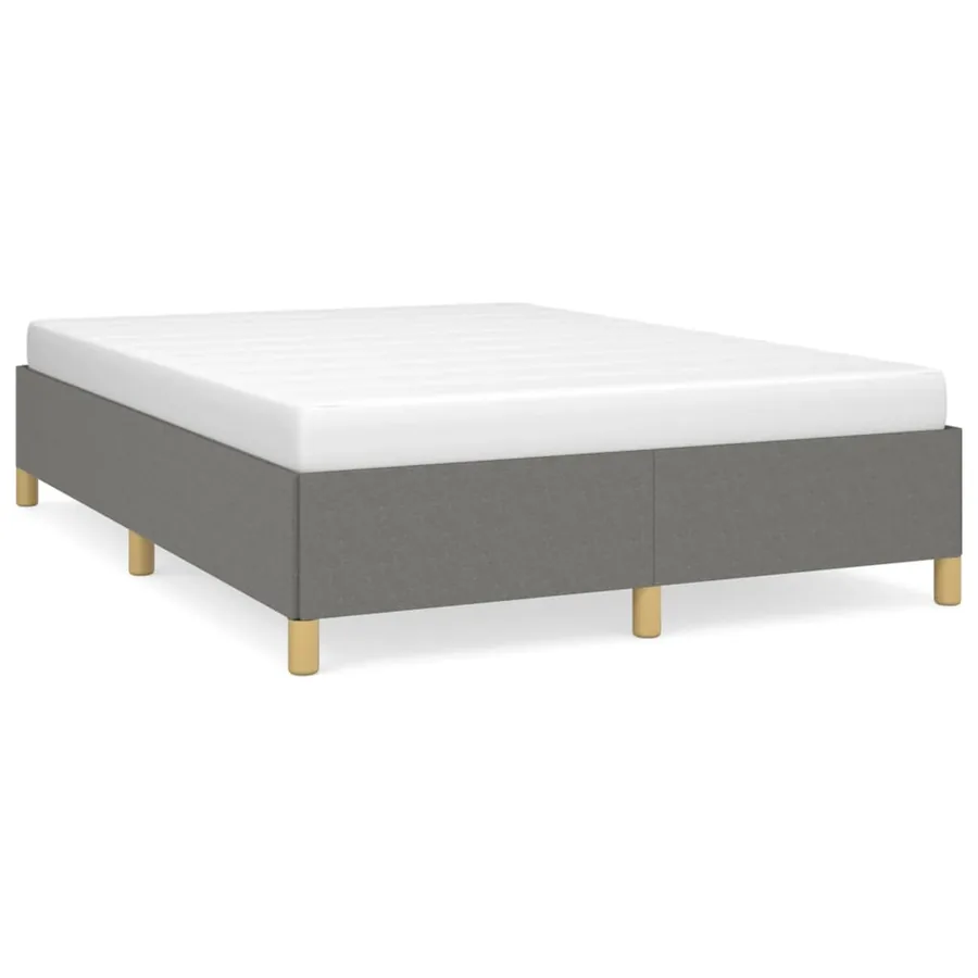 Cadre de lit sans matelas gris foncé 140x190 cm tissu - 2