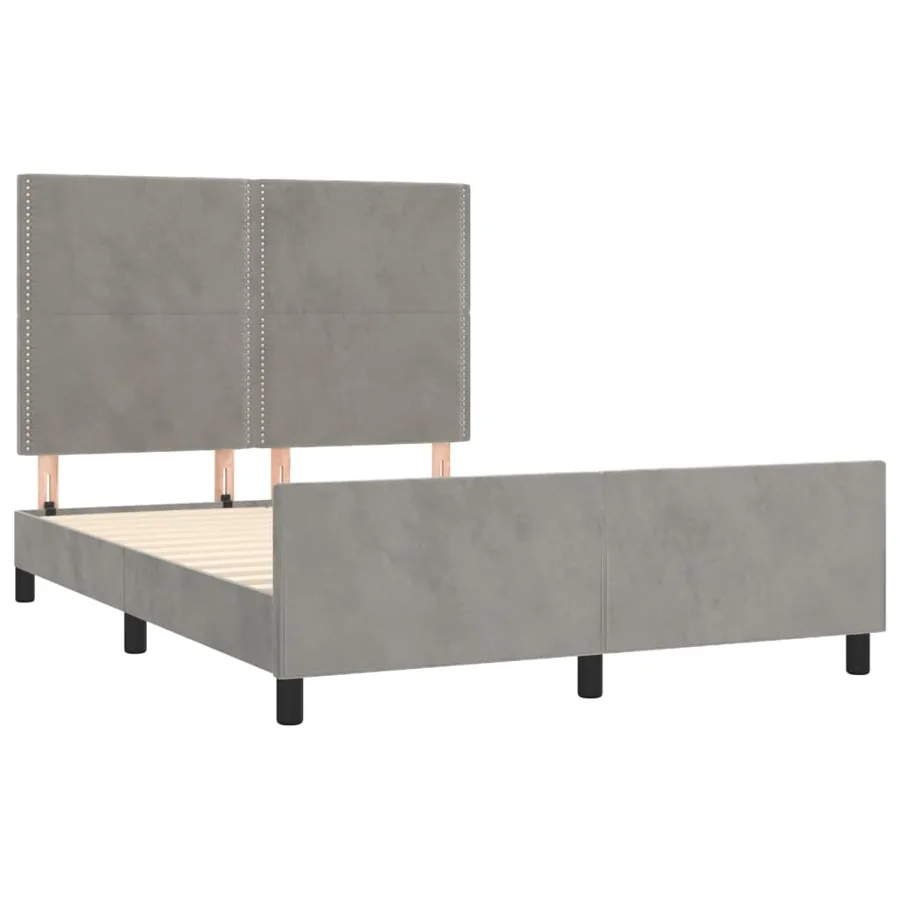 Cadre de lit sans matelas gris clair 140x200 cm velours - 4
