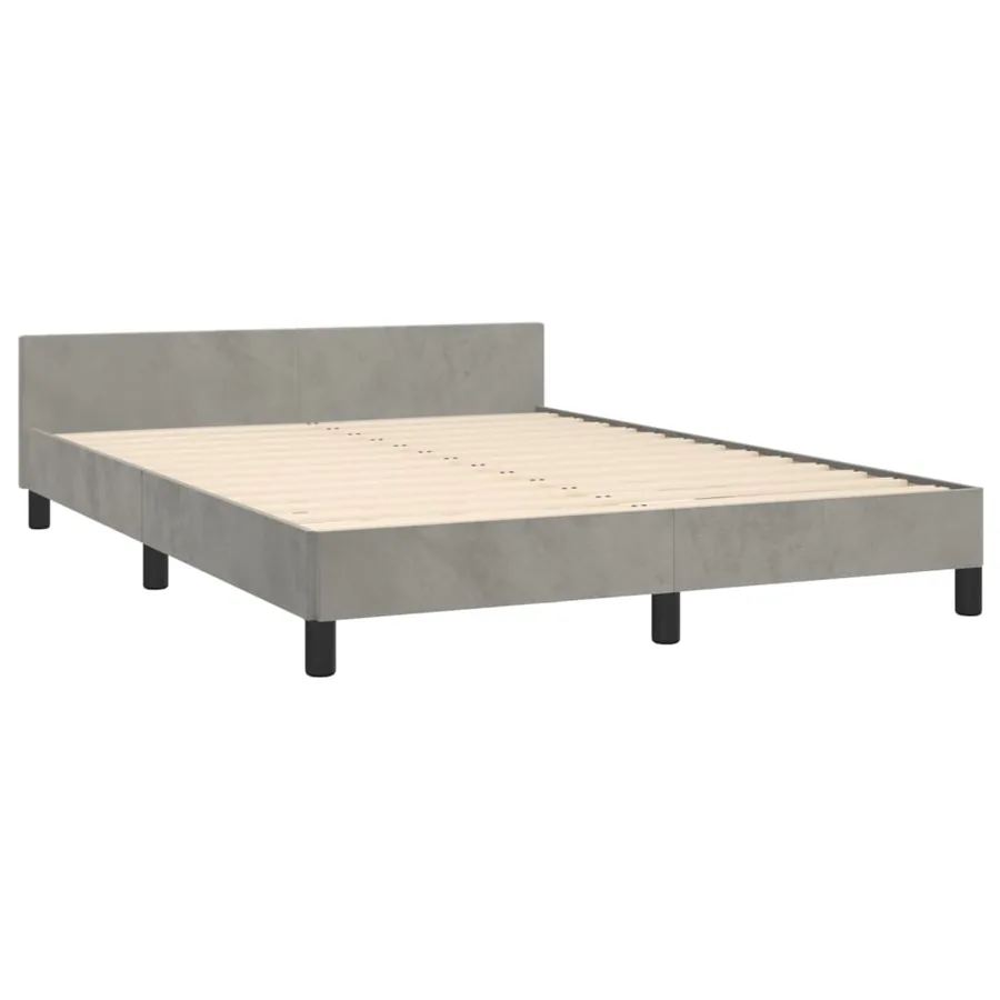 Cadre de lit sans matelas gris clair 140x200 cm velours - 5