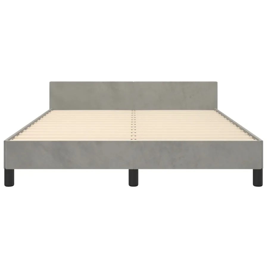 Cadre de lit sans matelas gris clair 140x200 cm velours - 6