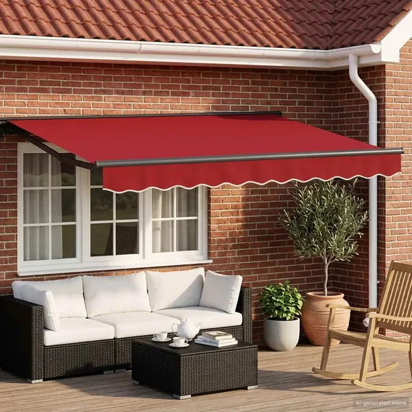 Cadre de store manuel avec LEDs Rouge et Anthracite 3 x 2,5 m