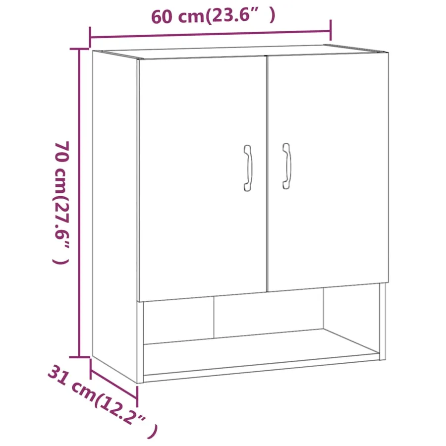 Armoire murale Sonoma gris 60x31x70 cm Bois d'ingénierie - 9