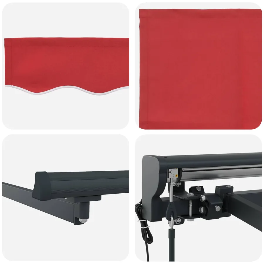 Auvent rétractable électrique Rouge et Anthracite 3,5 x 2,5 m - 7