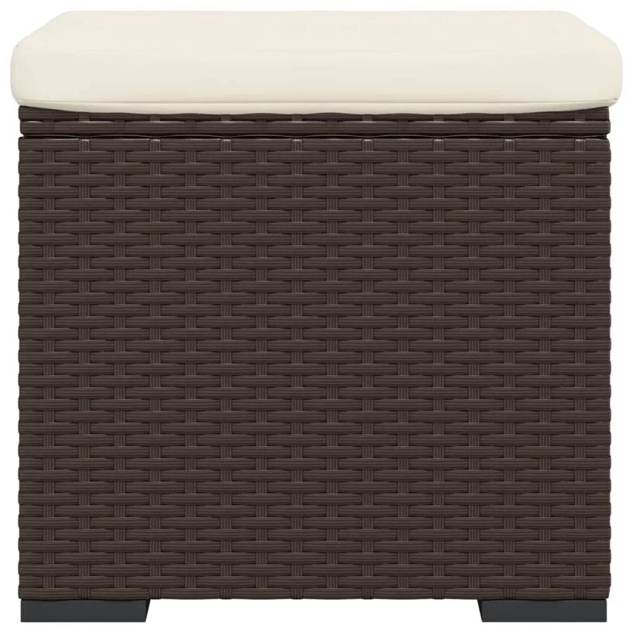 Poufs avec coussins lot de 2 marron 40x30x40 cm résine tressée - 5