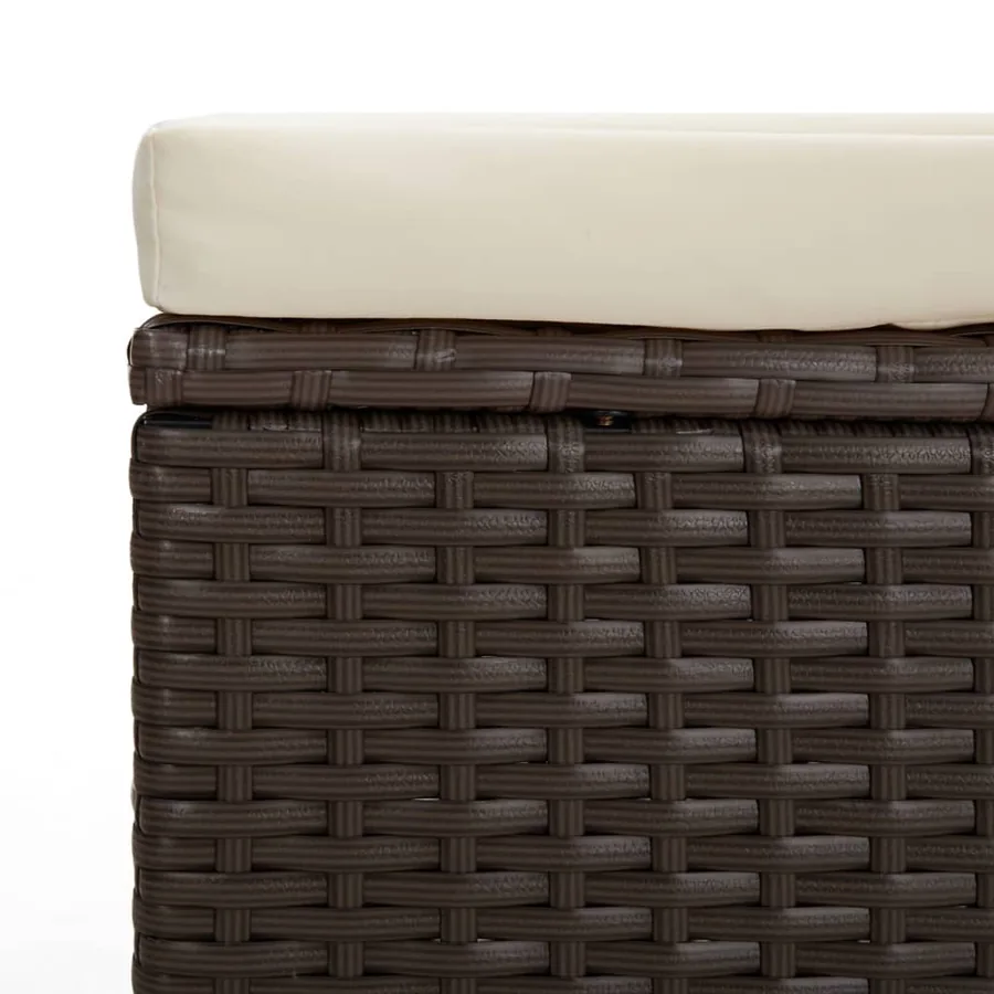 Poufs avec coussins lot de 2 marron 40x30x40 cm résine tressée - 8