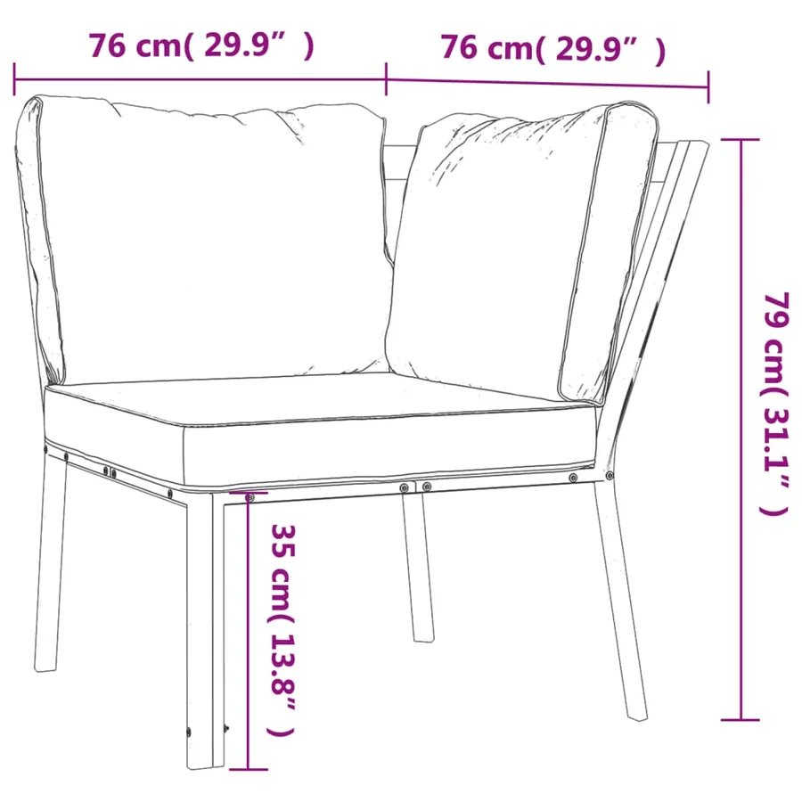 Salon de jardin 5 pcs avec coussins sable acier - 12