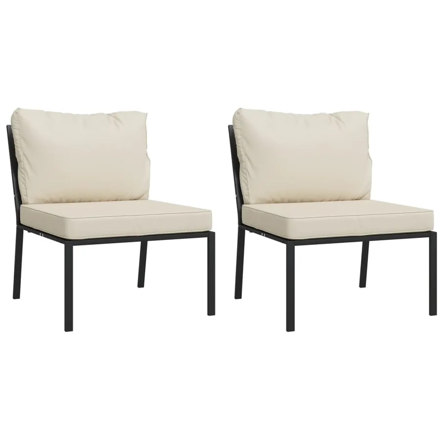 Salon de jardin 5 pcs avec coussins sable acier - 4