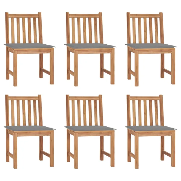 Chaises de jardin lot de 6 avec coussins Bois de teck massif