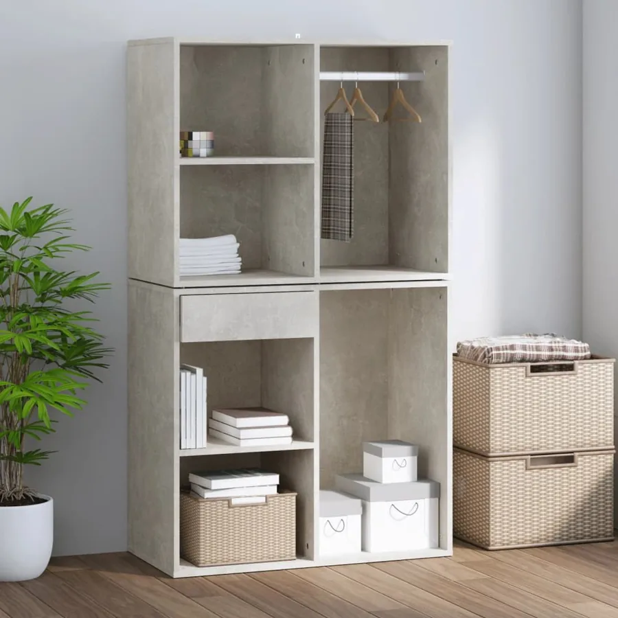 Armoire de dressing Gris béton 80x40x65 cm Bois d'ingénierie - 6