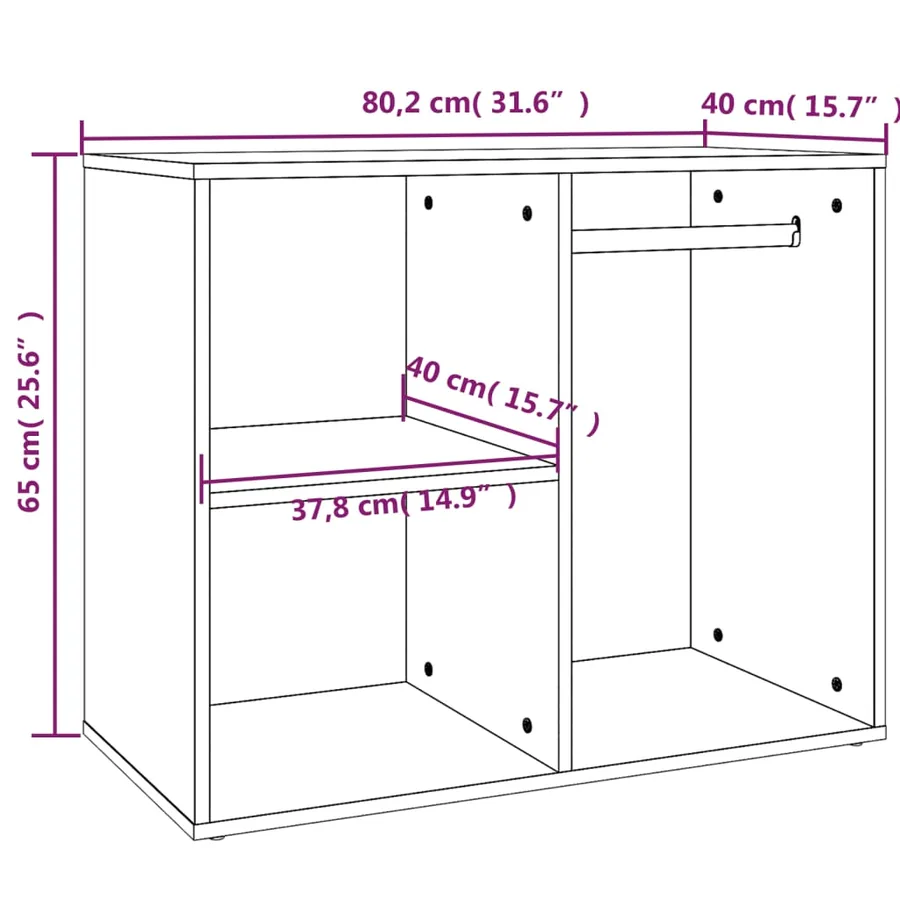 Armoire de dressing Gris béton 80x40x65 cm Bois d'ingénierie - 7
