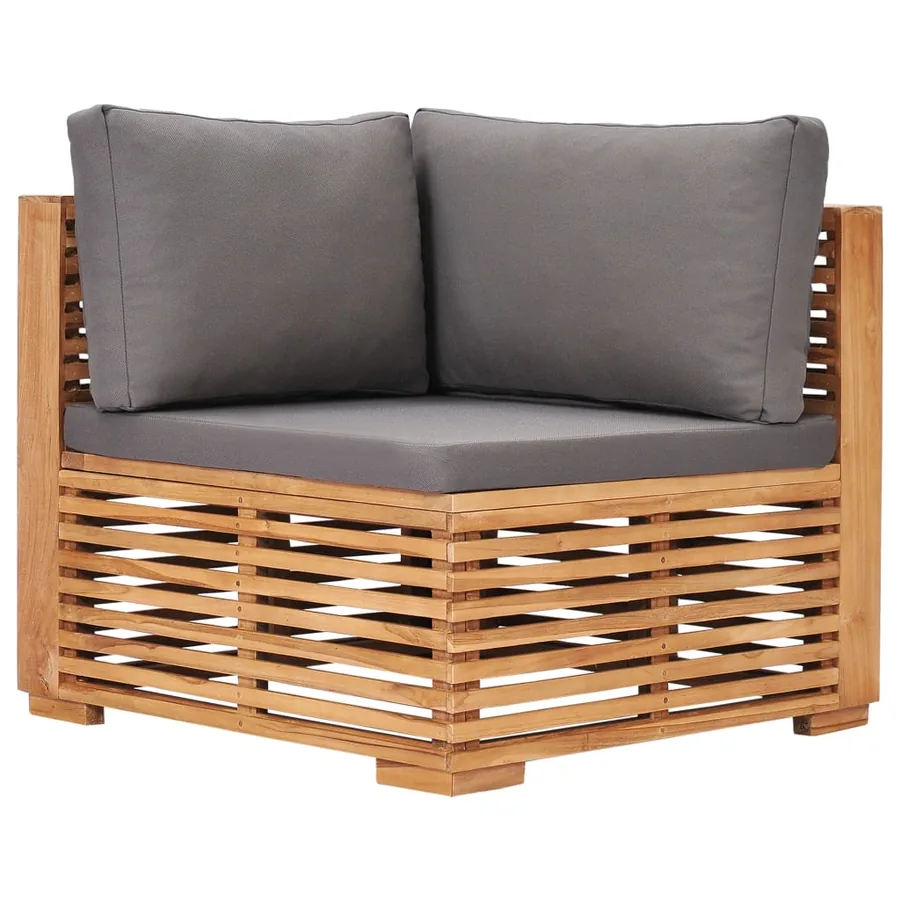 Salon de jardin 4 pcs avec coussin gris foncé Bois de teck - 3