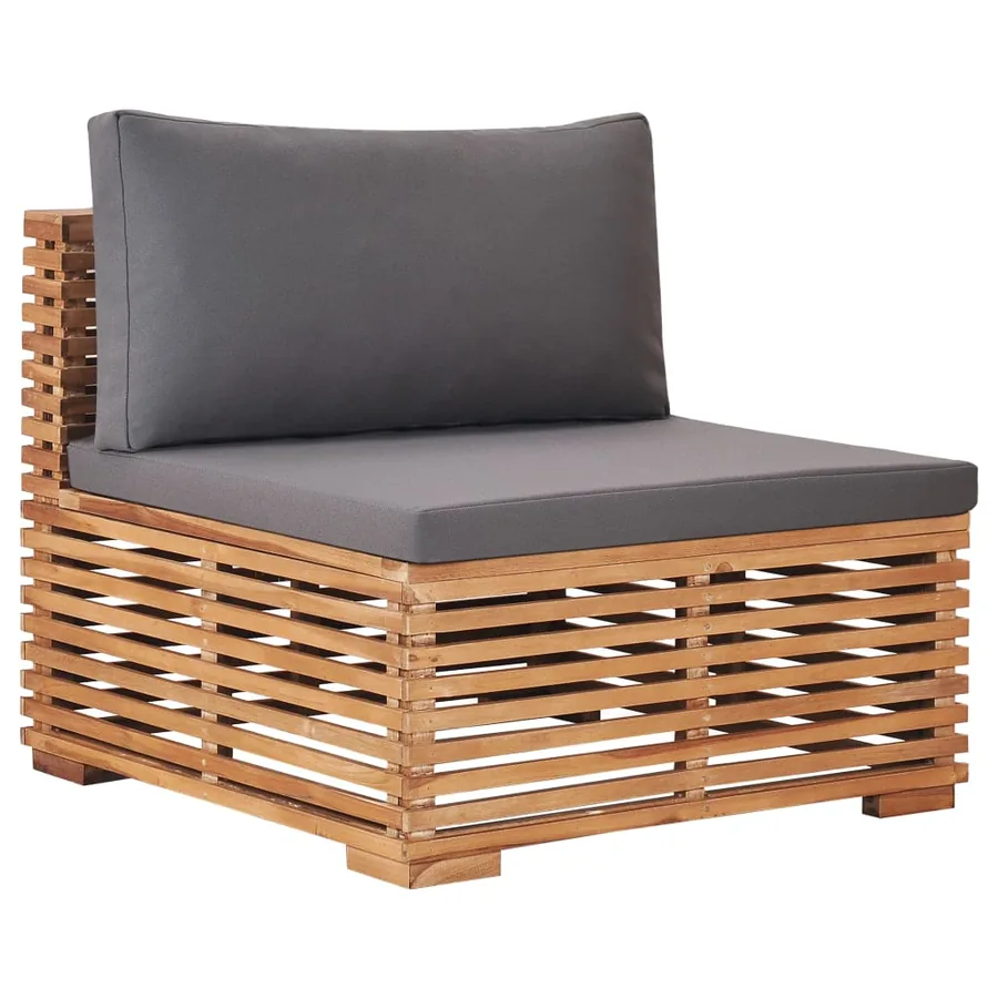 Salon de jardin 4 pcs avec coussin gris foncé Bois de teck - 4