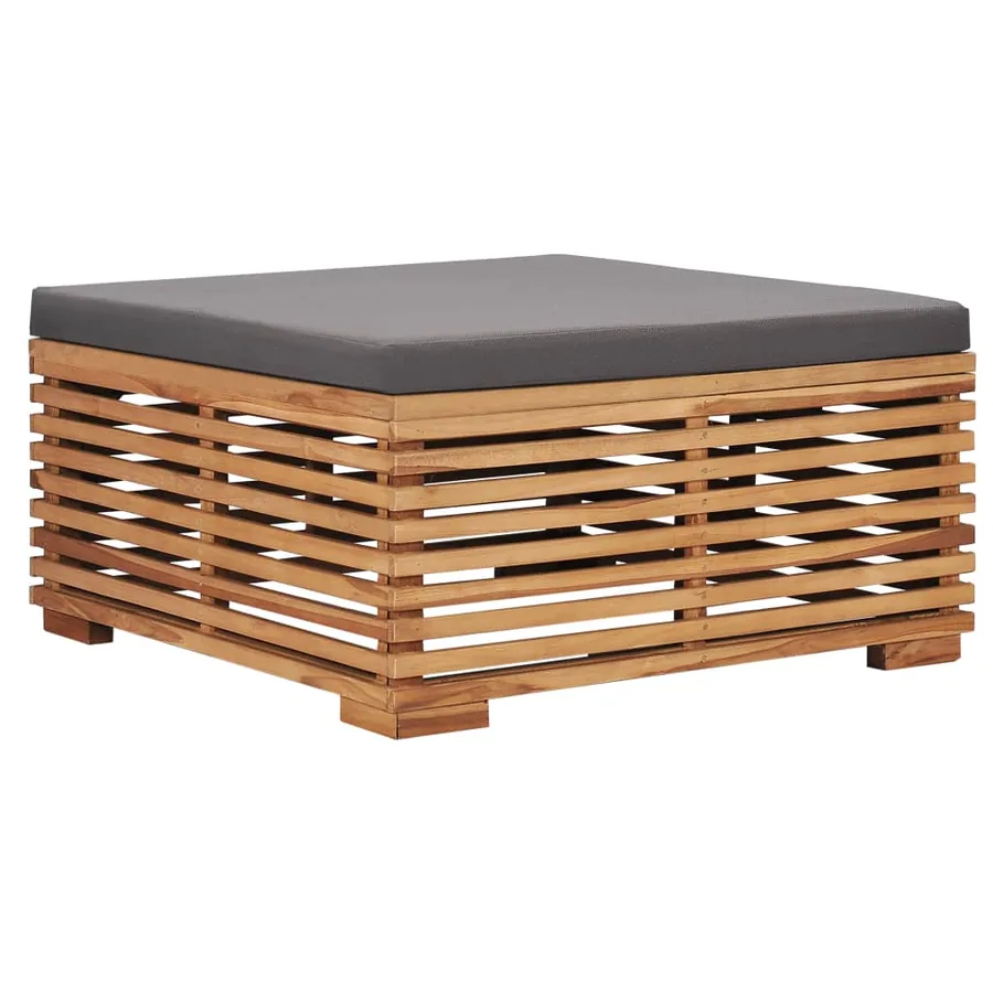 Salon de jardin 4 pcs avec coussin gris foncé Bois de teck - 5